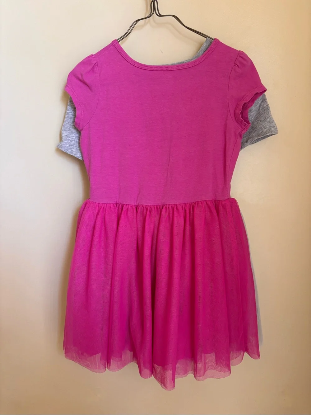 Set of 2 Carter's Grey and Fuchsia Tulle Skirt Mix Dress Duo Girls size 5T